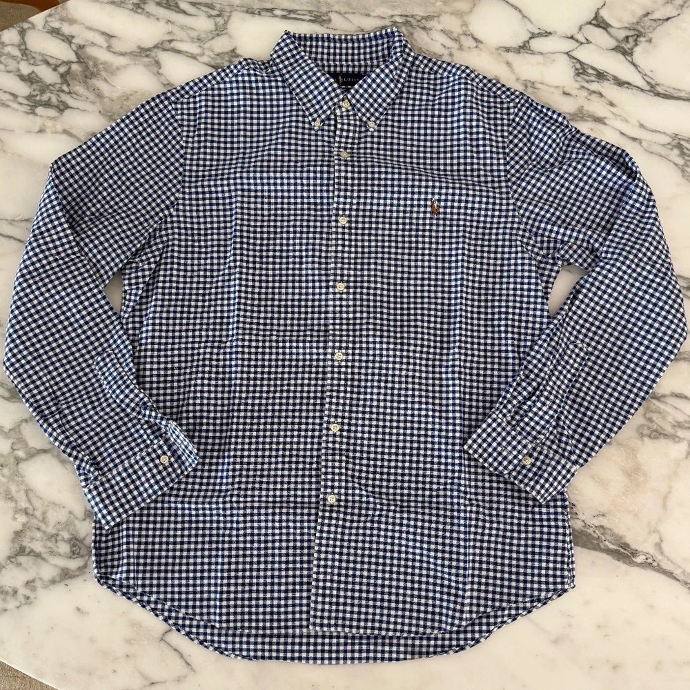 Polo Ralph Lauren Cotton Men's Blue long sleeve shirt,‎  XXL